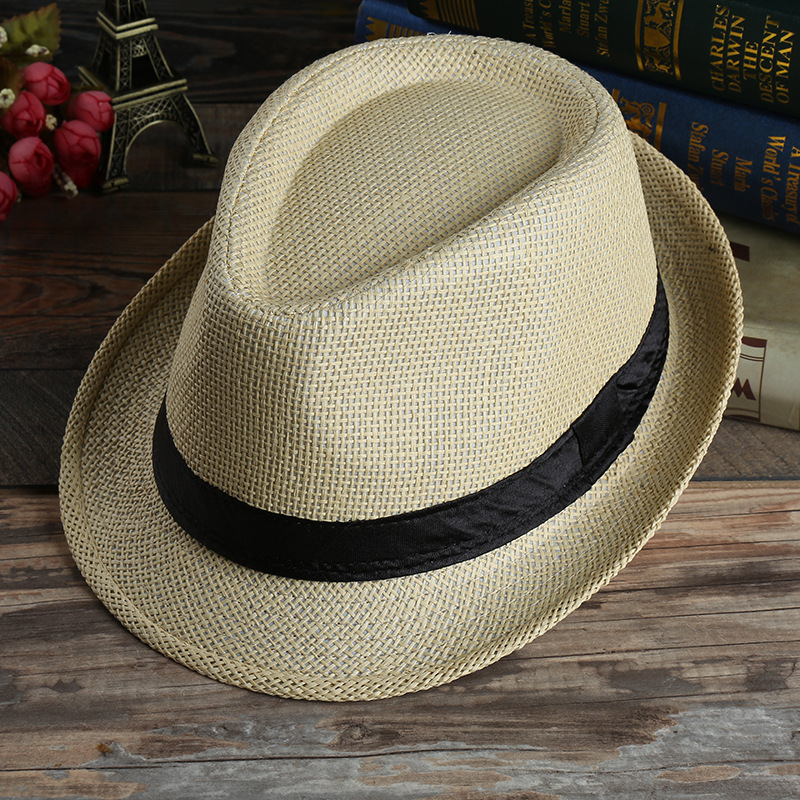 Mens Womens 여름 해변 밀짚 페도라 모자 탑 재즈 파나마 모자 갱스 터 모자 야외 통기성 중산모 클래식 캐주얼 비치 모자